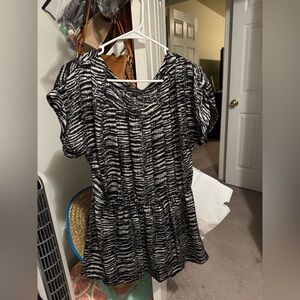 Chic Zebra Print Blouse - Black & White